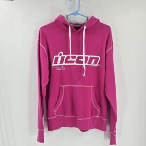 Icon Racing Motorcycle Hoodie Womens Medium Runs Small Lightweight Pink Y2K